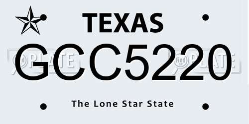 GCC5220 Texas License Plate