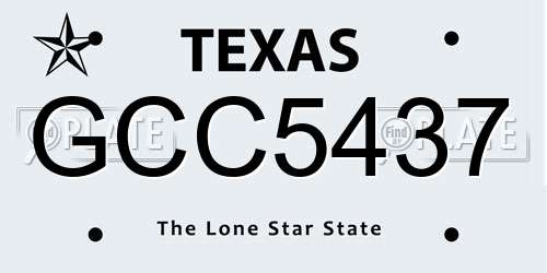 GCC5437 Texas License Plate