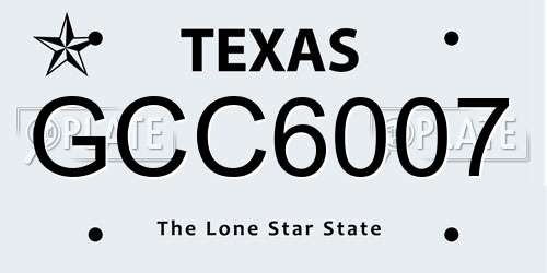 GCC6007 Texas License Plate