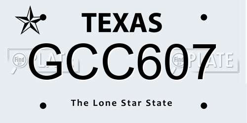 GCC607 Texas License Plate