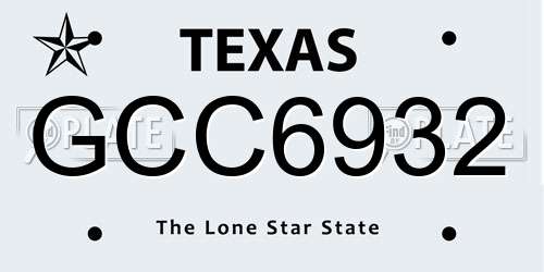 GCC6932 Texas License Plate
