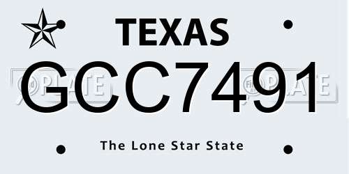 GCC7491 Texas License Plate