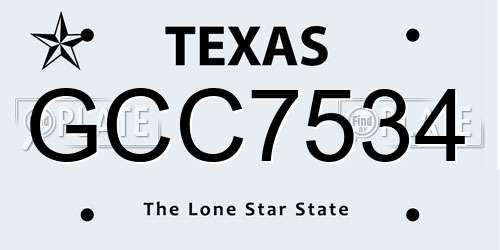 GCC7534 Texas License Plate