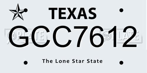 GCC7612 Texas License Plate