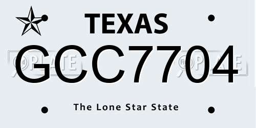 GCC7704 Texas License Plate
