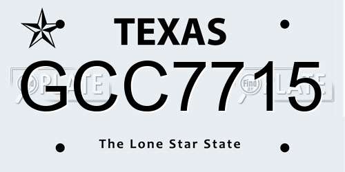 GCC7715 Texas License Plate