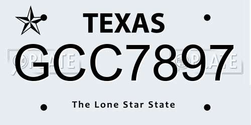 GCC7897 Texas License Plate