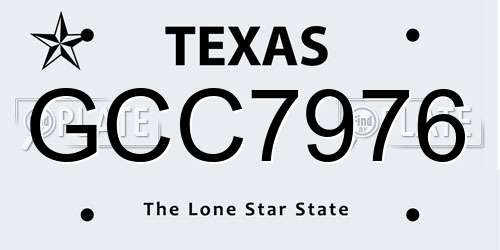 GCC7976 Texas License Plate