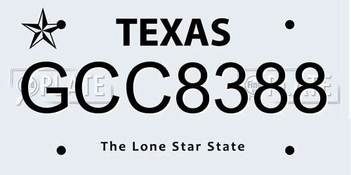 GCC8388 Texas License Plate
