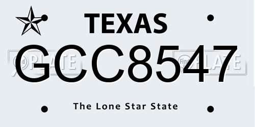 GCC8547 Texas License Plate