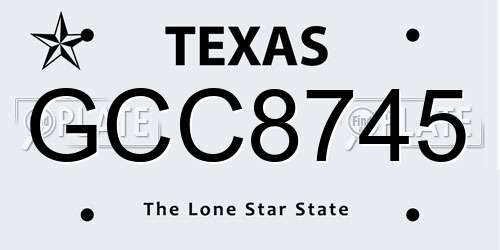 GCC8745 Texas License Plate