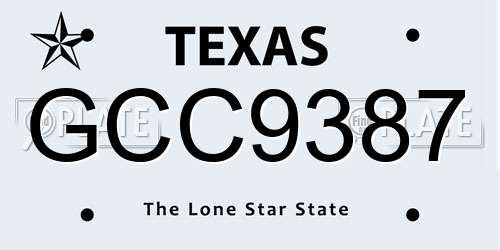 GCC9387 Texas License Plate