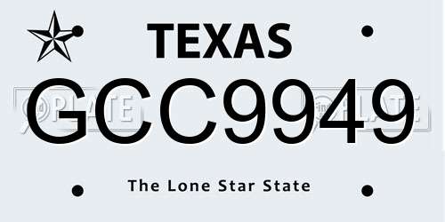 GCC9949 Texas License Plate