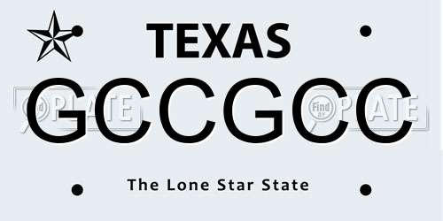 GCCGCC Texas License Plate