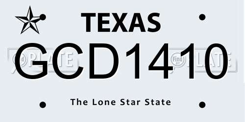 GCD1410 Texas License Plate