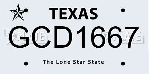 GCD1667 Texas License Plate