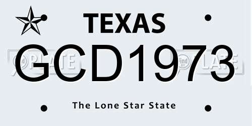 GCD1973 Texas License Plate