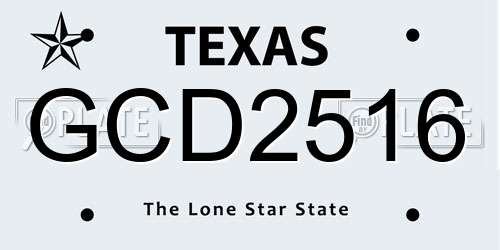 GCD2516 Texas License Plate