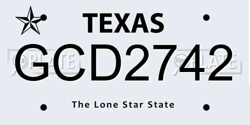 GCD2742 Texas License Plate