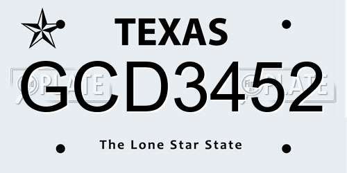 GCD3452 Texas License Plate