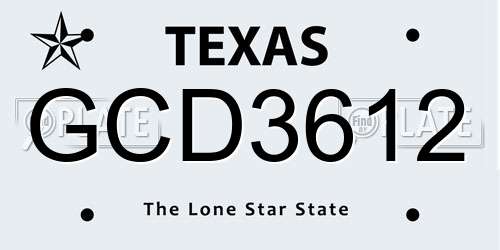 GCD3612 Texas License Plate