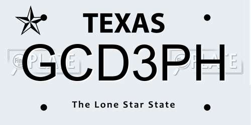 GCD3PH Texas License Plate