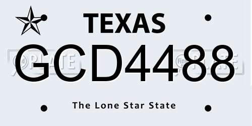 GCD4488 Texas License Plate