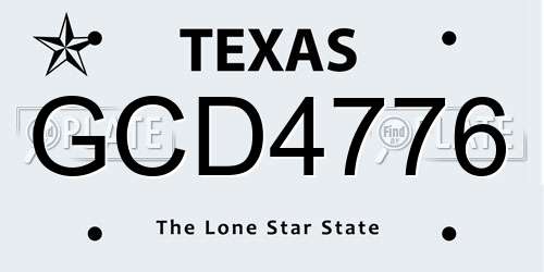 GCD4776 Texas License Plate