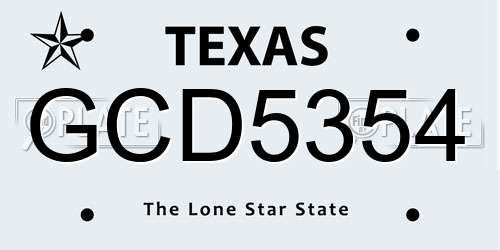 GCD5354 Texas License Plate