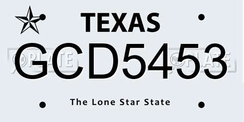 GCD5453 Texas License Plate
