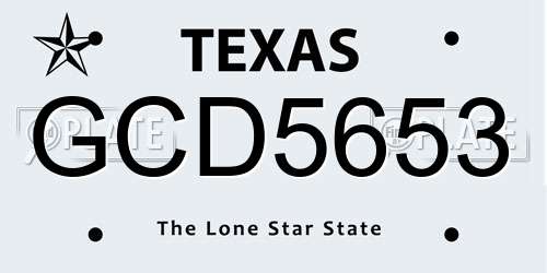 GCD5653 Texas License Plate