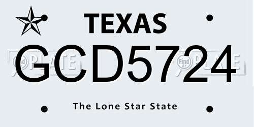 GCD5724 Texas License Plate