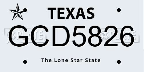GCD5826 Texas License Plate