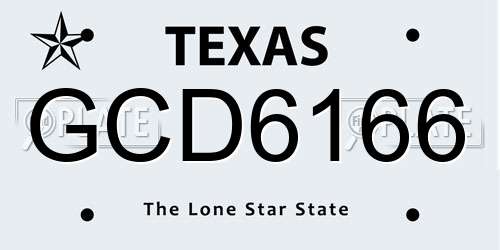 GCD6166 Texas License Plate