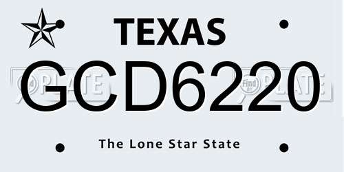 GCD6220 Texas License Plate