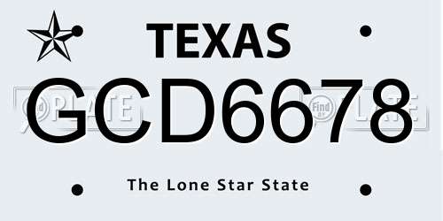 GCD6678 Texas License Plate