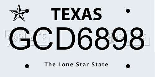 GCD6898 Texas License Plate