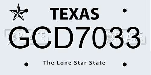 GCD7033 Texas License Plate