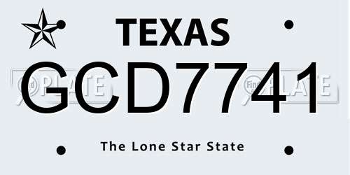 GCD7741 Texas License Plate