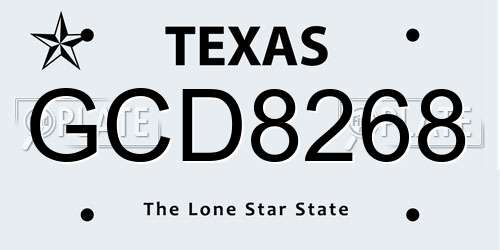 GCD8268 Texas License Plate