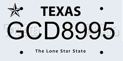 GCD8995 Texas License Plate