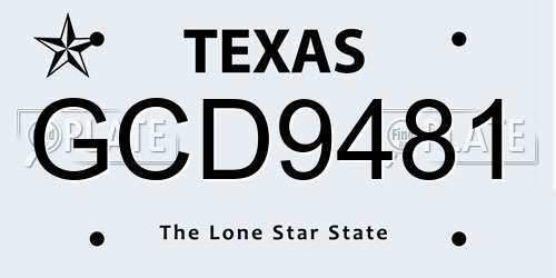 GCD9481 Texas License Plate