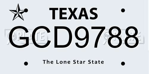 GCD9788 Texas License Plate