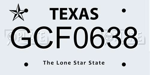 GCF0638 Texas License Plate