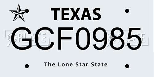 GCF0985 Texas License Plate