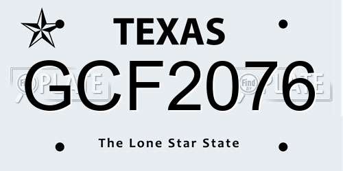 GCF2076 Texas License Plate