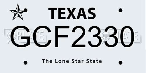GCF2330 Texas License Plate
