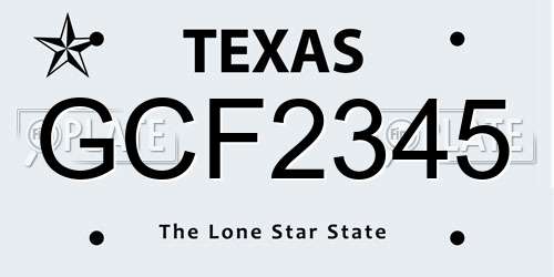 GCF2345 Texas License Plate