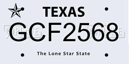 GCF2568 Texas License Plate