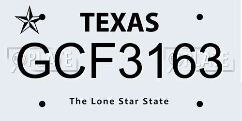 GCF3163 Texas License Plate